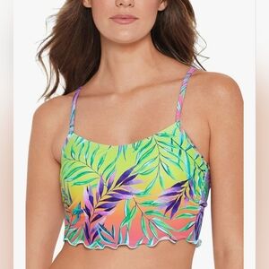 Womens Junior Salt + Cove Underwire Bikini Top Tropical Punch Ruffle Size Small